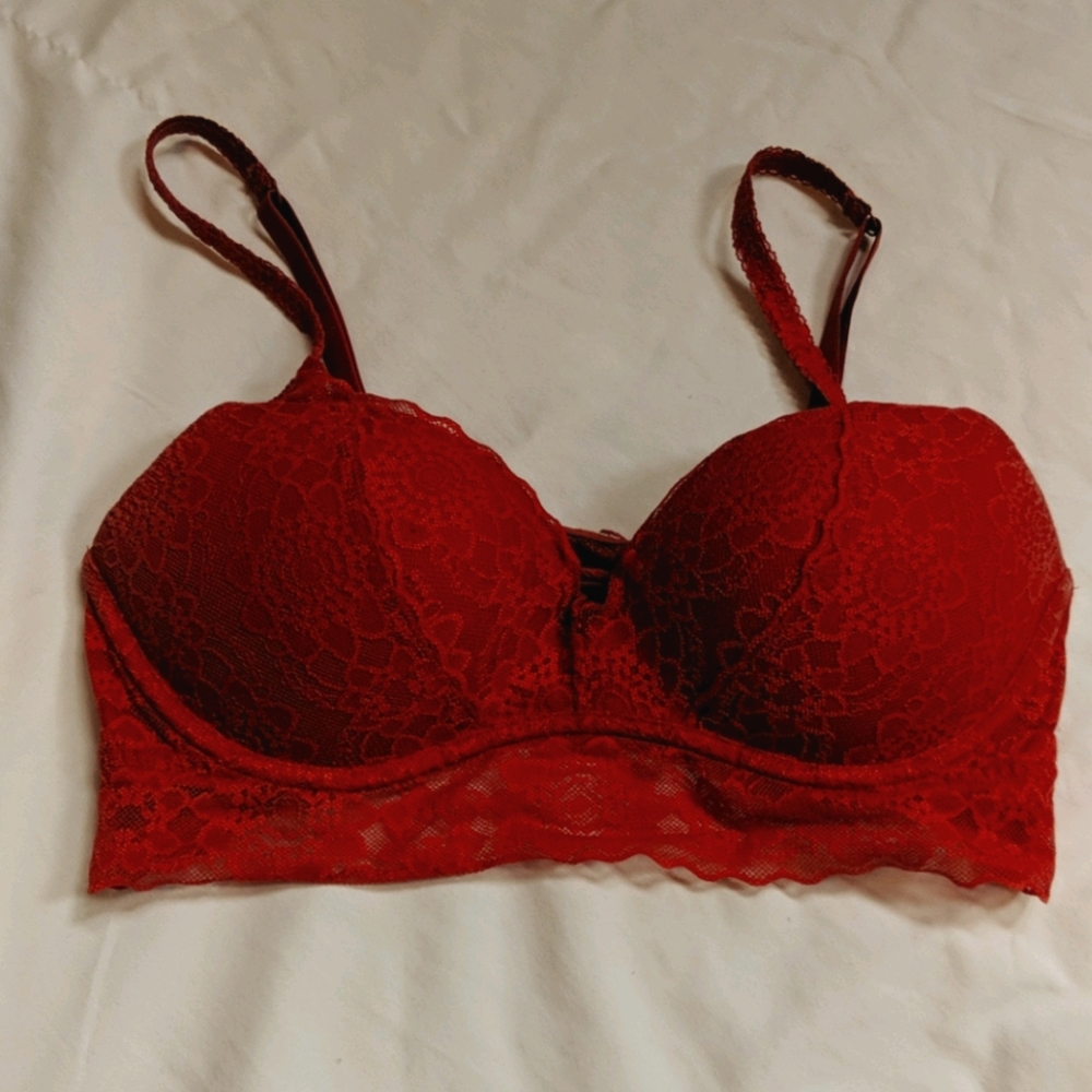 A orange lace bralette